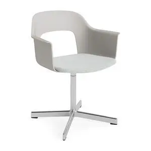 Hay - Layout Lænestol 233 Poleret aluminium 4-stjernet drejefod Standard glider - Himmelgrå