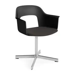 Hay - Layout Lænestol 233 Poleret aluminium 4-stjernet drejefod Standard glider - Sort