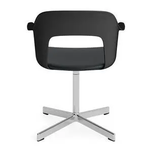 Hay - Layout Lænestol 233 Poleret aluminium 4-stjernet drejefod Standard glider - Sort