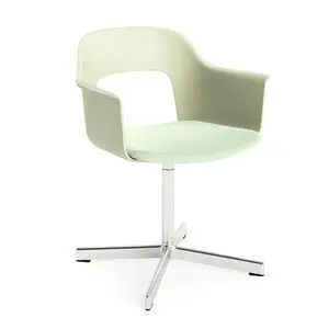 Hay - Layout Lænestol 233 Poleret aluminium 4-stjernet drejefod Standard glider - Pastelgrøn