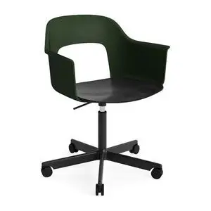 Hay - Layout Lænestol 242 Sort pulverlakeret aluminium 5-stjernet drejelig Gaslift Hjulbase - Flaskegrøn