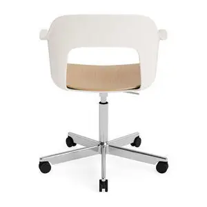 Hay - Layout Lænestol 242 Poleret aluminium 5-stjernet drejestol Gasløft Hjulbase - Cremehvid