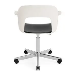 Hay - Layout Lænestol 242 Poleret aluminium 5-stjernet drejestol Gasløft Hjulbase - Cremehvid
