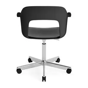 Hay - Layout Lænestol 242 Poleret aluminium 5-stjernet drejestol Gasløft Hjulbase - Sort