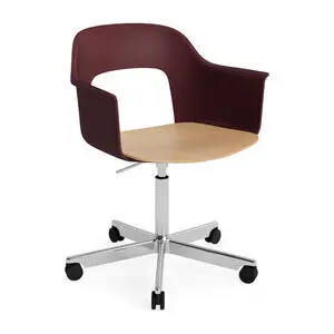 Hay - Layout Lænestol 242 Poleret aluminium 5-stjernet drejestol Gasløft Hjulbase - Bordeaux