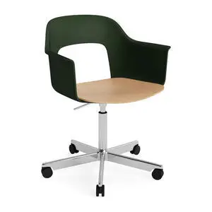 Hay - Layout Lænestol 242 Poleret aluminium 5-stjernet drejestol Gasløft Hjulbase - Flaskegrøn