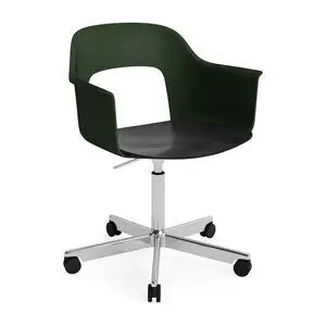 Hay - Layout Lænestol 242 Poleret aluminium 5-stjernet drejestol Gasløft Hjulbase - Flaskegrøn