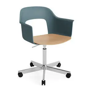 Hay - Layout Lænestol 242 Poleret aluminium 5-stjernet drejestol Gasløft Hjulbase - Ocean