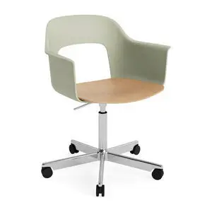 Hay - Layout Lænestol 242 Poleret aluminium 5-stjernet drejestol Gasløft Hjulbase - Pastelgrøn