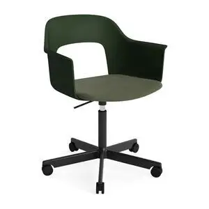 Hay - Layout Lænestol 243 Sort pulverlakeret aluminium 5-stjernet drejelig Gasløft Hjulbase - Flaskegrøn