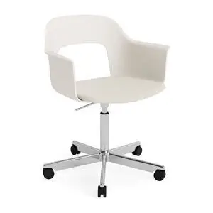 Hay - Layout Lænestol 243 Poleret aluminium 5-stjernet drejestol Gasløft Hjulbase - Cremehvid
