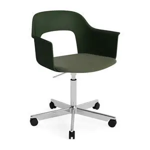 Hay - Layout Lænestol 243 Poleret aluminium 5-stjernet drejestol Gasløft Hjulbase - Flaskegrøn