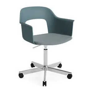 Hay - Layout Lænestol 243 Poleret aluminium 5-stjernet drejestol Gasløft Hjulbase - Ocean