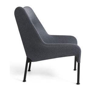 Hay - O2 Lounge Chair Sort pulverlakeret stål 4-benet fodstel Filtglider - Blød grå