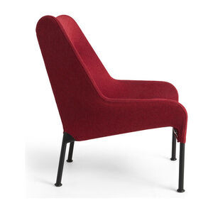 Hay - O2 Lounge Chair Sort pulverlakeret stål 4-benet fodsæt Filtglider - Blød rød
