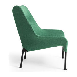 Hay - O2 Lounge Chair Sort pulverlakeret stål 4-benet fodstel Filtglider - Blød grøn