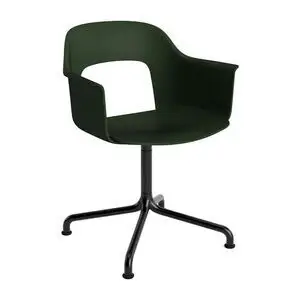 Hay - Layout Lænestol 251 Sort pulverlakeret aluminium 4-stjernet drejelig buefod Standard glider - Flaskegrøn