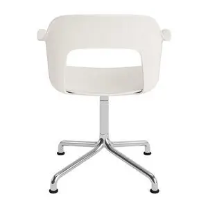 Hay - Layout Lænestol 251 Poleret aluminium 4-stjernet drejelig buefod Standard glider - Cremehvid