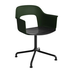 Hay - Layout Lænestol 252 Sort pulverlakeret aluminium 4-stjernet drejelig buefod Standard glider - Flaskegrøn