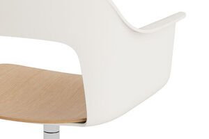 Hay - Layout Lænestol 252 Poleret aluminium 4-stjernet drejelig buefod Standard glider - Cremehvid