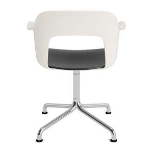 Hay - Layout Lænestol 252 Poleret aluminium 4-stjernet drejelig buefod Standard glider - Cremehvid