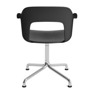 Hay - Layout Lænestol 252 Poleret aluminium 4-stjernet drejelig buefod Standard glider - Sort