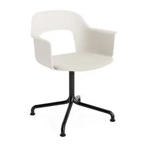 Hay - Layout Lænestol 253 Sort pulverlakeret aluminium 4-stjernet buet drejefod Standard glider - Cremehvid