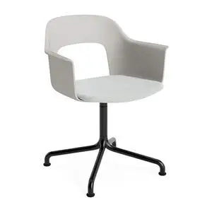 Hay - Layout Lænestol 253 Sort pulverlakeret aluminium 4-stjernet buet drejefod Standard glider - Himmelgrå