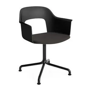 Hay - Layout Lænestol 253 Sort pulverlakeret aluminium 4-stjernet buet drejefod Standard glider - Sort