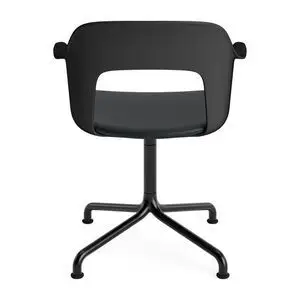 Hay - Layout Lænestol 253 Sort pulverlakeret aluminium 4-stjernet buet drejefod Standard glider - Sort
