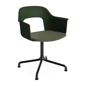 Hay - Layout Lænestol 253 Sort pulverlakeret aluminium 4-stjernet buet drejefod Standard glider - Flaskegrøn
