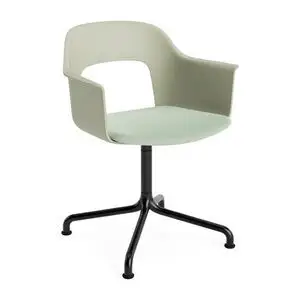 Hay - Layout Lænestol 253 Sort pulverlakeret aluminium 4-stjernet buet drejefod Standard glider - Pastelgrøn
