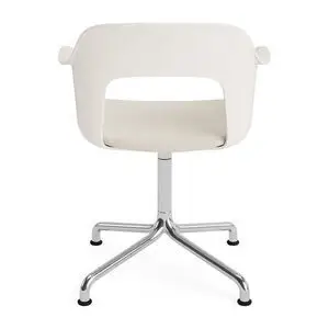 Hay - Layout Lænestol 253 Poleret aluminium 4-stjernet drejelig buefod Standard glider - Cremehvid