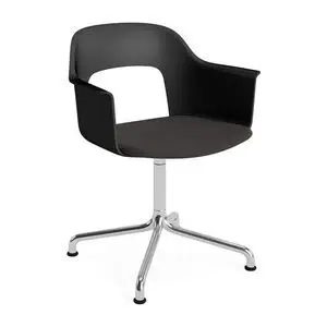 Hay - Layout Lænestol 253 Poleret aluminium 4-stjernet drejelig buefod Standard glider - Sort