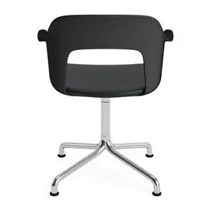 Hay - Layout Lænestol 253 Poleret aluminium 4-stjernet drejelig buefod Standard glider - Sort