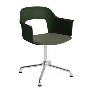 Hay - Layout Lænestol 253 Poleret aluminium 4-stjernet drejelig buefod Standard glider - Flaskegrøn
