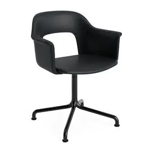 Hay - Layout Lænestol 254 Sort pulverlakeret aluminium 4-stjernet drejelig buefod Standard glider - Sort