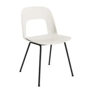 Hay - Layout Chair 111 Sort pulverlakeret stål 4-benet fod Standard glider - Cremehvid