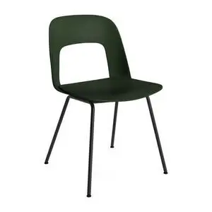 Hay - Layout Chair 111 Sort pulverlakeret stål 4-benet fod Standard glider - Flaskegrøn