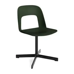Hay - Layout Chair 131 Sort pulverlakeret aluminium 4-stjernet drejefod Standard glider - Flaskegrøn