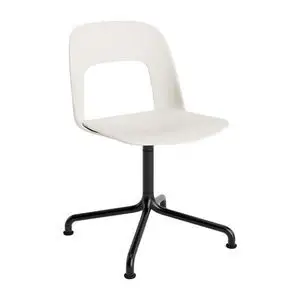 Hay - Layout Chair 151 Sort pulverlakeret aluminium 4-stjernet drejelig buefod Standard glider - Cremehvid