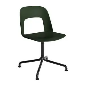 Hay - Layout Chair 151 Sort pulverlakeret aluminium 4-stjernet drejelig buefod Standard glider - Flaskegrøn