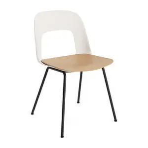 Hay - Layout Chair 112 Sort pulverlakeret stål 4-benet fod Standard glider - Cremehvid