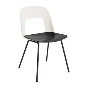 Hay - Layout Chair 112 Sort pulverlakeret stål 4-benet fod Standard glider - Cremehvid