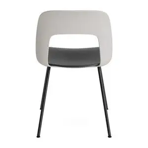 Hay - Layout Chair 112 Sort pulverlakeret stål 4-benet fod Standard glider - Himmelgrå