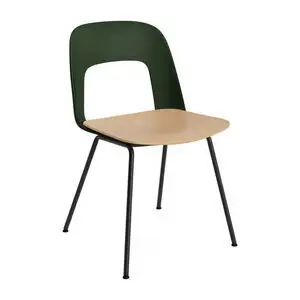 Hay - Layout Chair 112 Sort pulverlakeret stål 4-benet fod Standard glider - Flaskegrøn