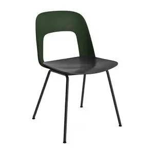 Hay - Layout Chair 112 Sort pulverlakeret stål 4-benet fod Standard glider - Flaskegrøn