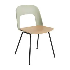 Hay - Layout Chair 112 Sort pulverlakeret stål 4-benet fod Standard glider - Pastelgrøn
