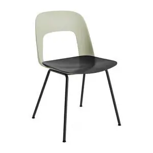 Hay - Layout Chair 112 Sort pulverlakeret stål 4-benet fod Standard glider - Pastelgrøn