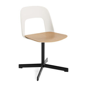 Hay - Layout Chair 132 Sort pulverlakeret aluminium 4-stjernet drejefod Standard glider - Cremehvid